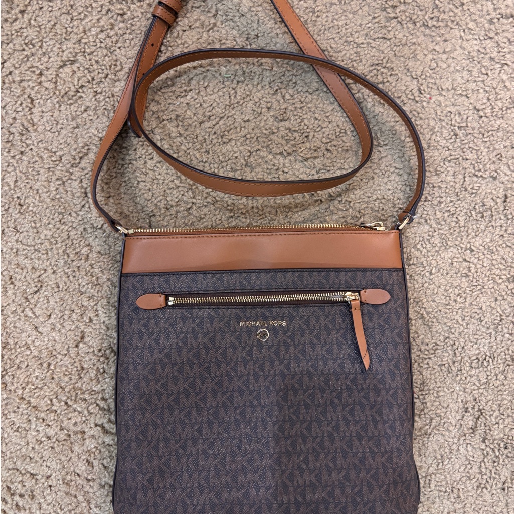 Michael Kors Tan And Brown Messenger Bag